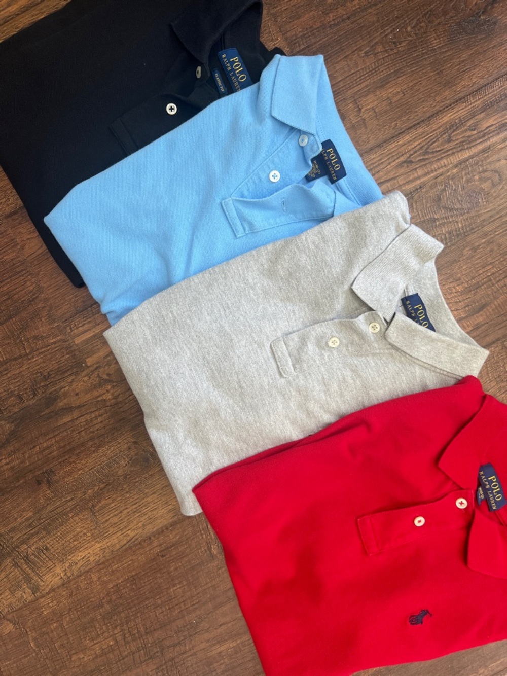 Bundle of 4 Polo by Ralph Lauren Polo Shirts - Black, Light Blue, Gray, Red